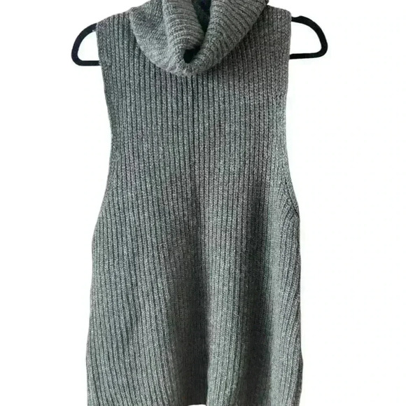 Free People Need It Now Turtleneck Sweater Vest In Charcoal  Ribbed Back Slit XS - Picture 8 of 9